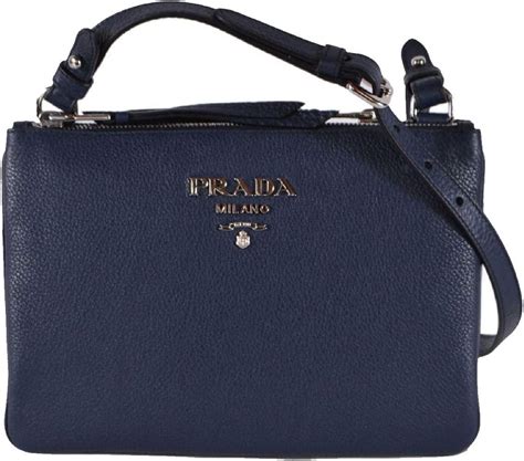 Prada Women's Small Navy Blue Leather Crossbody Bag 1BH046